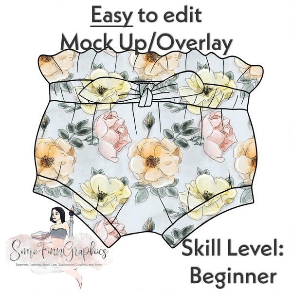 Ruffled Bloomer with bow Bummies Mock-Up / Bloomers Mock Up / Digital Mock up for clothing baby toddler / PNG / Instructions Included