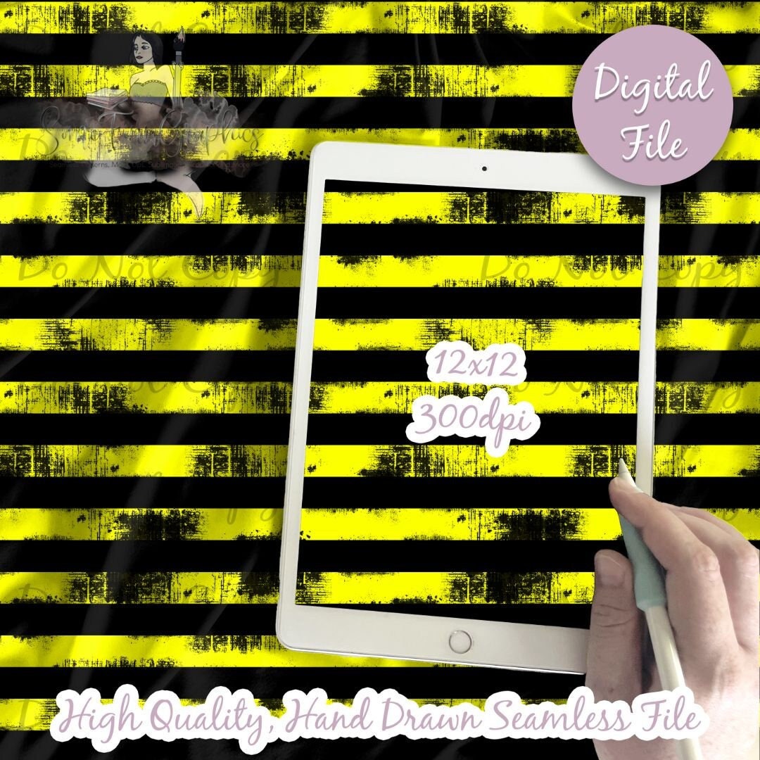 Distressed Yellow Black Stripes Digital Paper - Seamless Stripe Pattern ...