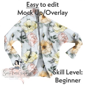 Realistic Waffle Sweater Mock-Up / Easy Jacket Mock Up / Editable from mobile / Digital Mock up / Png Canva / Instructions Included