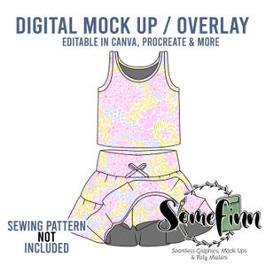 Skort and Crop Tank Top Mock-Up / Skirt Mock Up / Digital Mock up for clothing skirts flair / PNG / Summer Outfit Mock Up