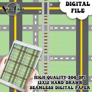 Road Seamless Pattern, Kids Vehicle Seamless, Train Track Road Digital Paper, Car Road Fabric Print, Transportation Seamless PNG