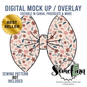 Bow Mock-Up - Digital Hair Bow MockUp for Baby, Toddler & Kids Bows | Editable PNG + Photoshop PSD Files for Product Display Mock up