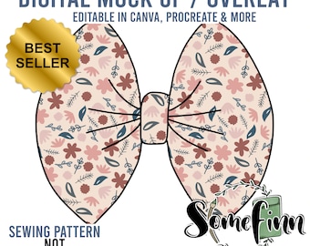 Bow Mock-Up - Digital Hair Bow MockUp for Baby, Toddler & Kids Bows | Editable PNG + Photoshop PSD Files for Product Display Mock up