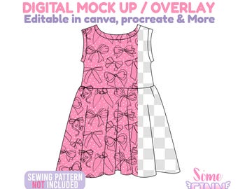 Ärmelloses Mädchenkleid Mockup, Boutique Kleid Mockup, Kinderkleidung Mockup, Canva Procreate PNG