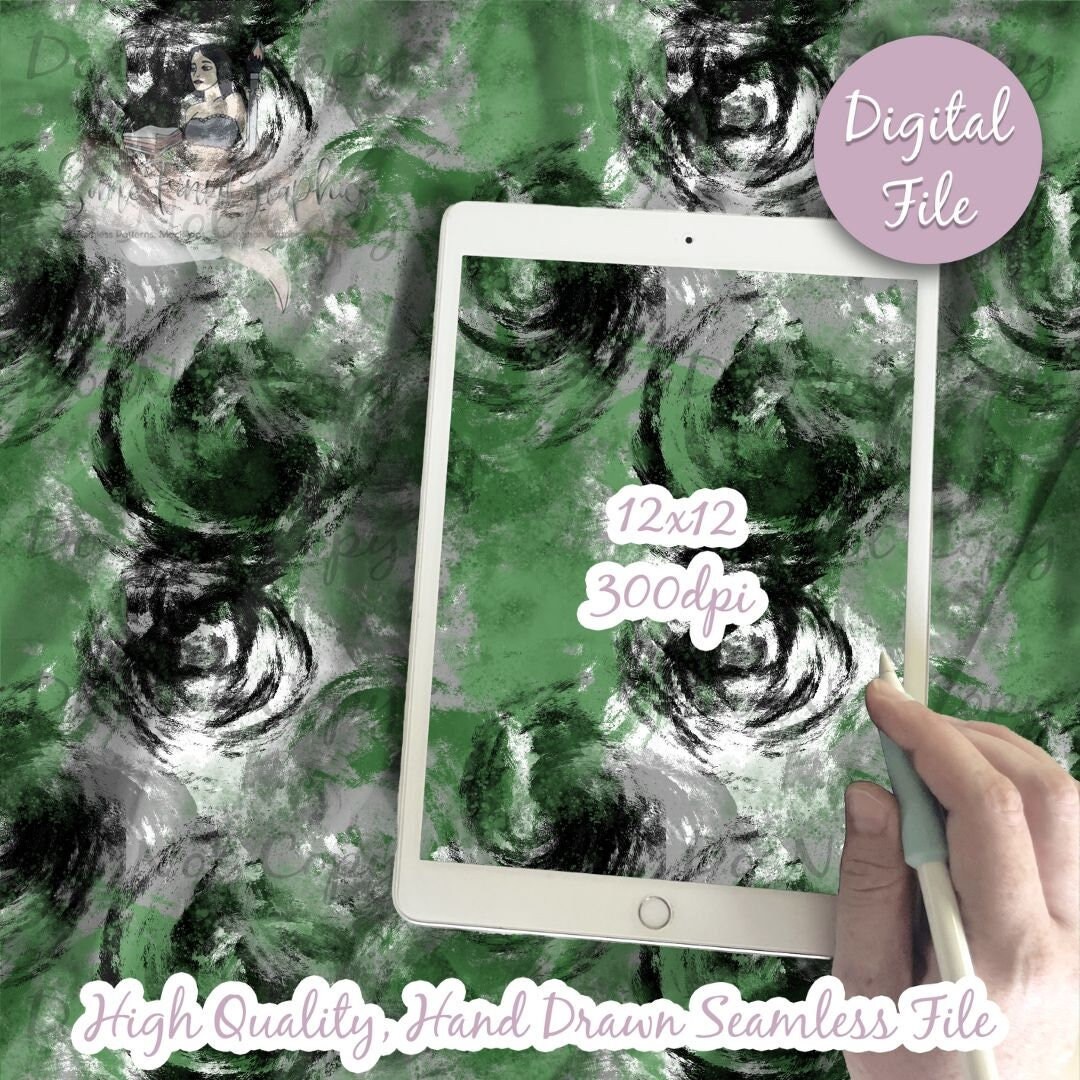 Green Swirls Grunge Paint Texture Seamless Design Pattern / Distressed ...