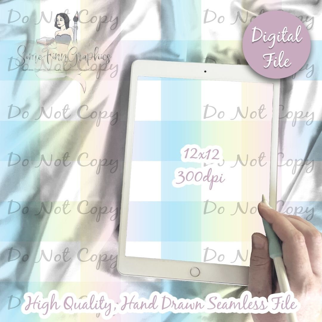 2 Pastel Rainbow Gingham Digital Paper, Seamless Plaid Pattern, Fabric ...