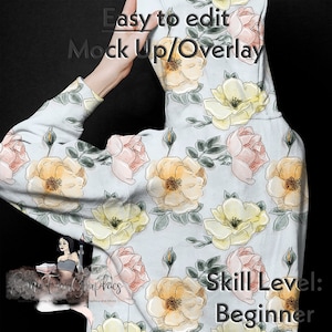 Realistic Hoodie Mock-Up / Easy Hooded Sweater Mock Up / Back Editable from mobile / Digital Mock up / Png Canva / Instructions Included