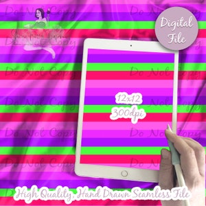 Swim Safe Stripes Digital Paper, Seamless Stripe Pattern, Fabric Download, Bold Neon Striped, Digital Printable Scrapbook