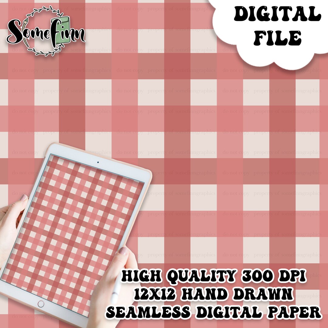 Pretty Red Gingham Digital Paper, Seamless Plaid Pattern, Fabric ...