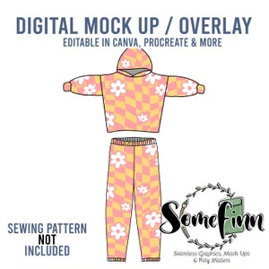 Sweatsuit Hoodie Set Mock-Up / Sweatshirt and Sweat Pants Mock Up / Digital Mock up clothing shirt kids baby / PNG