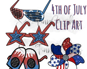 Patriotic clipart, 4th of July clipart, 4th of july digital download, independence day clip art, red white and blue clip art, sunglasses png
