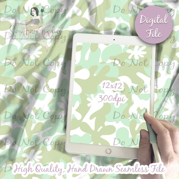 Camo Texture Seamless Design Pattern / Forrest Distressed Plaid pattern for fabric scrapbooking paper, Pastel greens