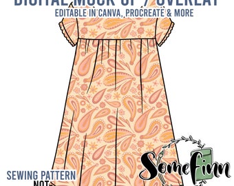 Nightie Mock-Up / Nightgown Winter Christmas Dress Mock Up / Digital Mock up for clothing / PNG