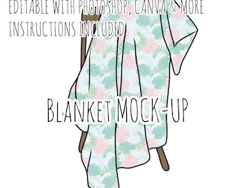 Decke Mock-Up / Stoff Mock Up / Digital Mock Up für Quilt Stoffe Drapiert / Photoshop und PNG / Anleitung enthalten