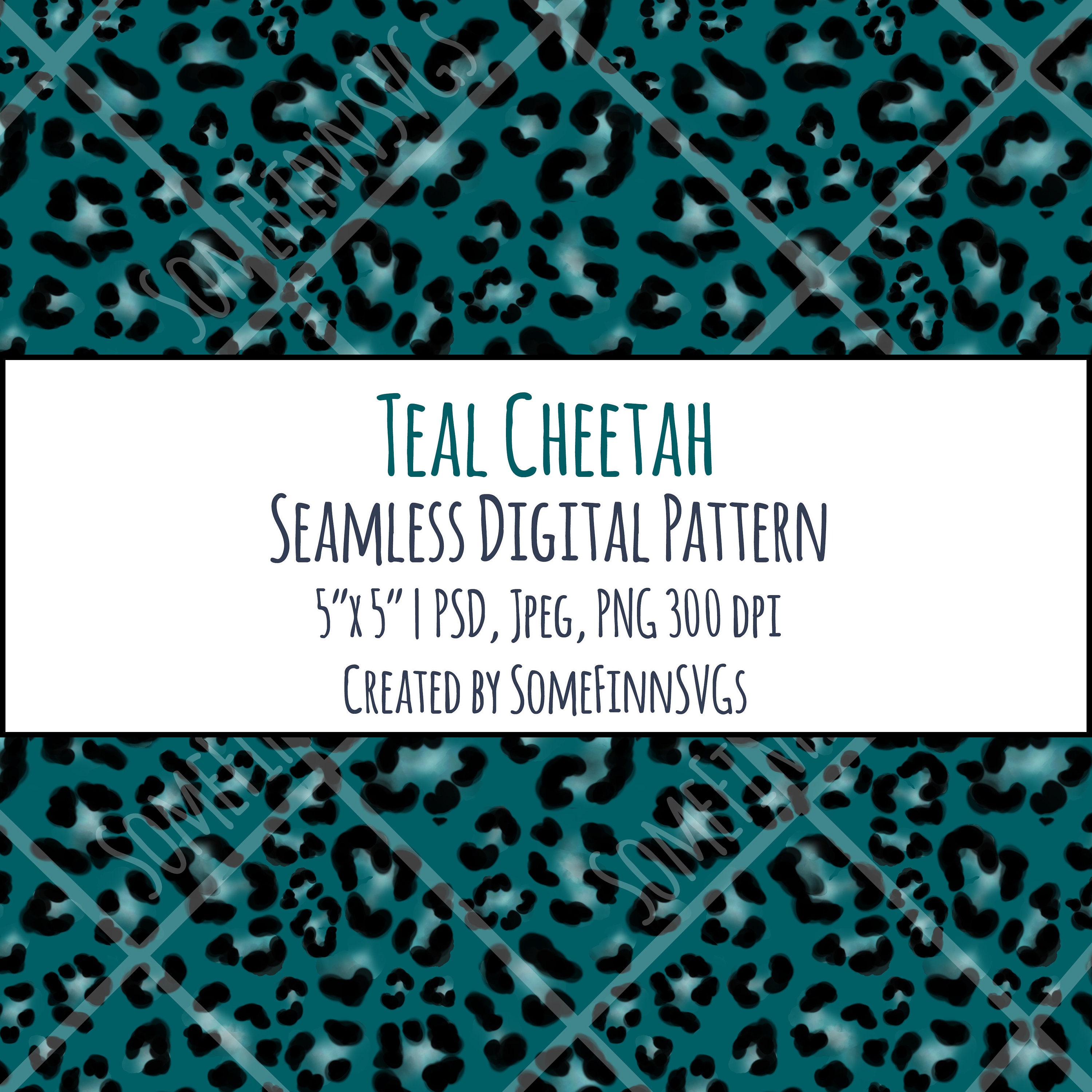 Teal Cheetah Print Digital Paper Seamless Pattern for fabric | Etsy