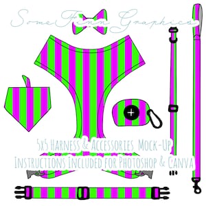 Harness Hund Bundle Mock-Up / Digital Mock Up für Pup Leine Halsband Weste / Photoshop und PNG / Anleitung enthalten