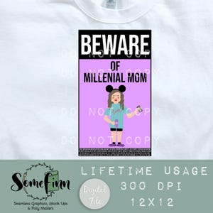 Mamma millenaria PNG, Design di sublimazione di mamma riconoscibile, Clip art di mamma influencer, La mamma del topo, Design di sottomissione del cartello Beware Mom, Adesivo divertente