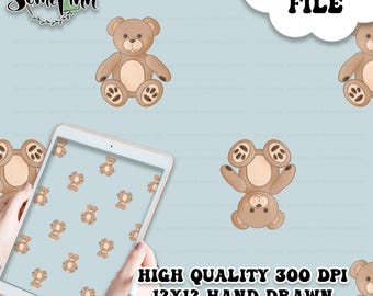 Teddy Bär Digital Papier - nahtlose Bär Muster, Baby, kleine Kinder Stoff, printable Download sich wiederholendes Design, Hintergrund Bär niedlich