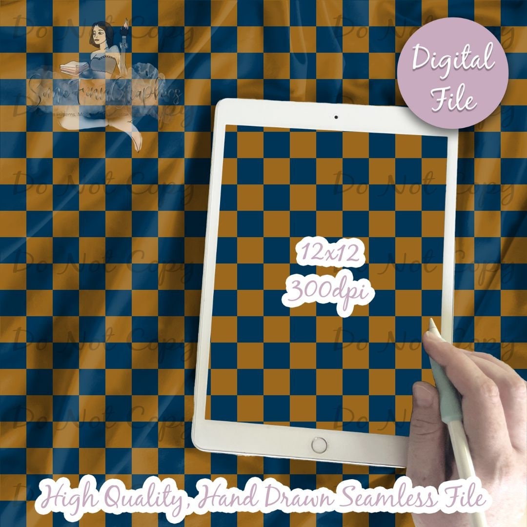 Magic School Checkered Blue Bronze Digital Paper - Seamless Magic School Checkered Blue Bronze Digital Paper - Seamless