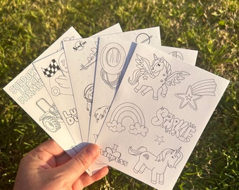 Coloring Sticker Sheet, Coloring Stickers for Sticker Day, Color your own stickers favor, party favors for kids bulk, Easter Fillers, dino