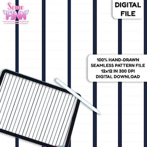 Baseball Stripes Seamless Pattern – White and Blue Pinstripe Digital Paper for Fabric, Scrapbooking, Apparel and Crafts | Instant Download