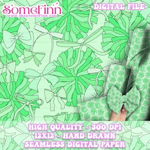 Cheer pom poms and bows Digital Paper, Seamless Pattern, Cheerleader Fabric download, Sports Dance Digital Scrapbook Paper