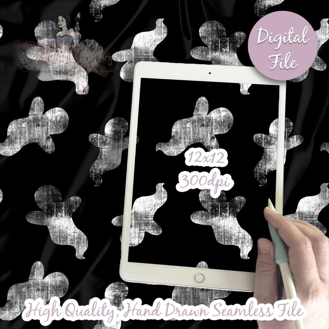 Distressed Ghost Digital Paper, Seamless Halloween Pattern, Ghosts ...