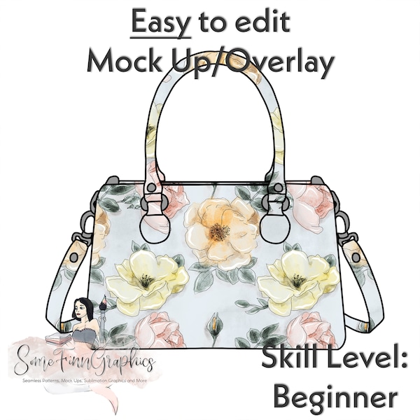 Handbag Mock-Up / Purse Mock Up / Digital Mock up for hand bag / tote diaper bag / PNG / Instructions Included