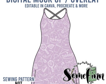 Cross Back Dress Mock-Up / Dress Mock Up / Digital Mock up for clothing dress skirt flair / PNG Mock