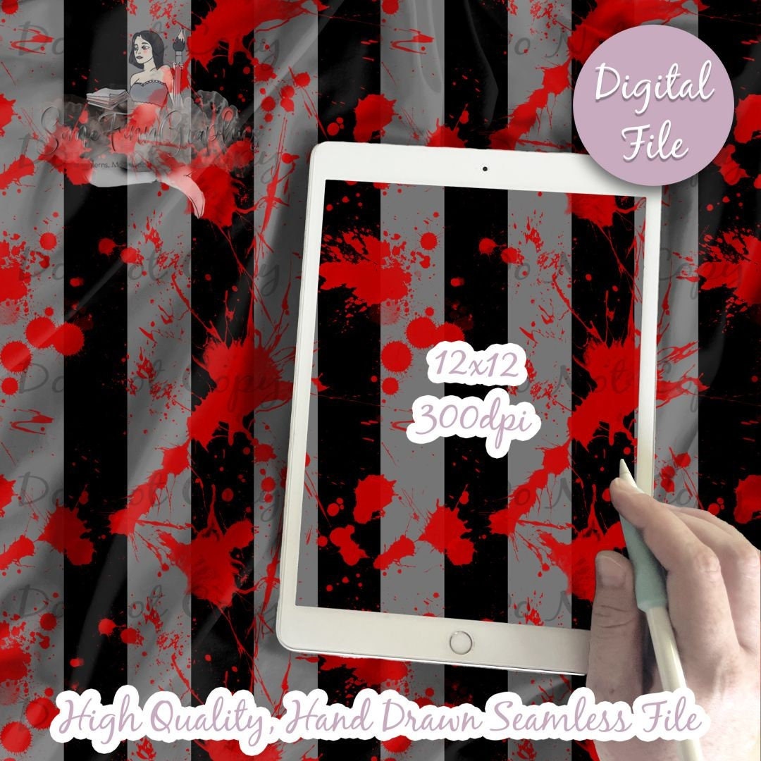 Halloween Stripes Digital Paper, Seamless Bloody Stripe Pattern, Fabric ...
