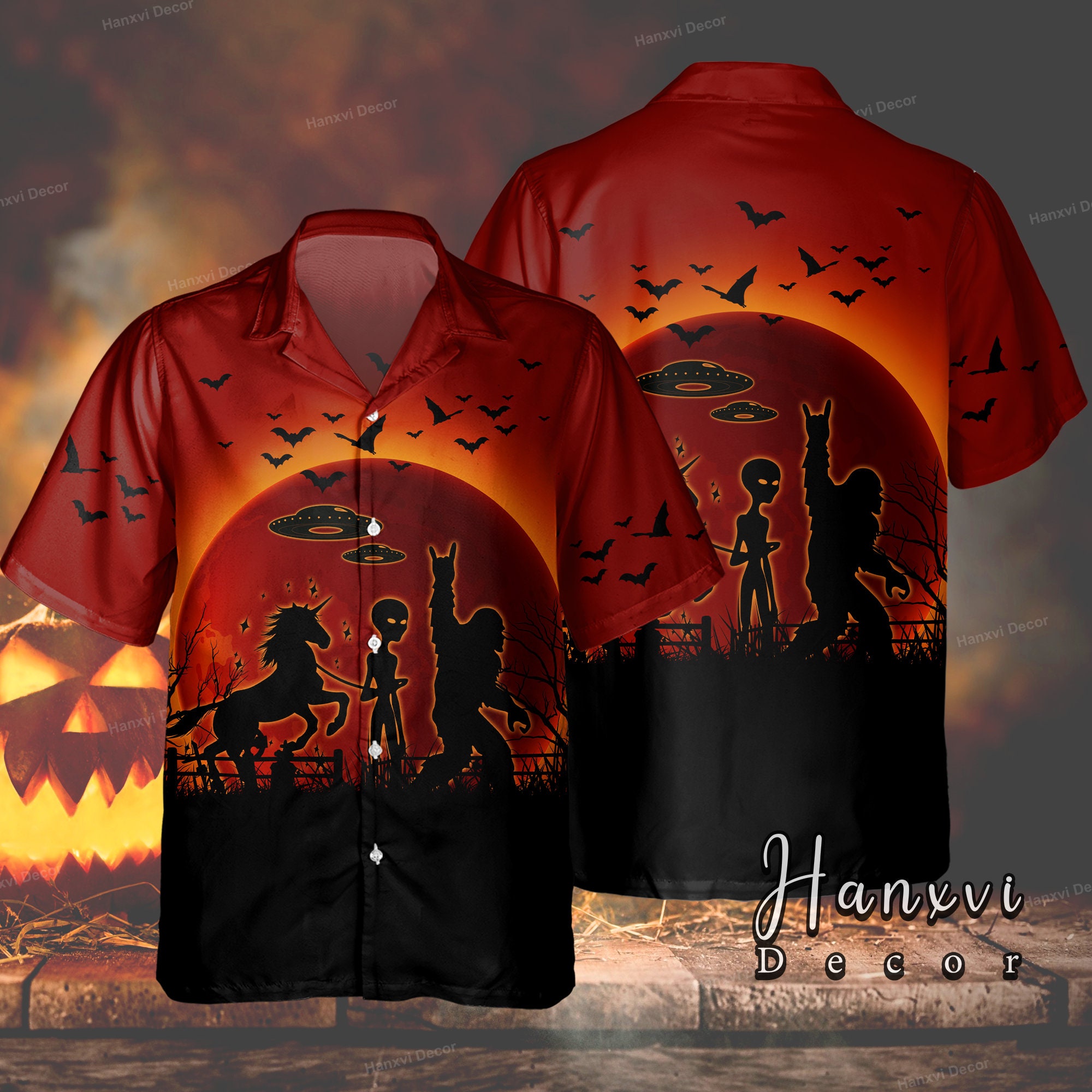 Vintage Halloween Hawaiian Shirt Vintage Halloween Hawaiian Shirt