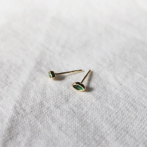 Mini Emerald Earrings/ Emerald  Marquise studs/ 14K gold vermeil Emerald Studs/ Sterling Silver Emerald Studs/Gemstone Earrings