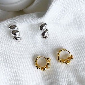 18K Gold Vermeil Hoops/ Sterling Silver Hoop Earrings/ Chunky | Etsy