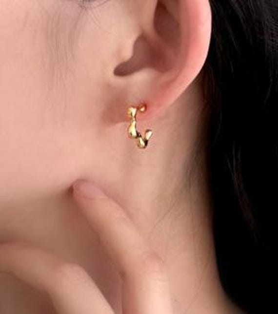 Wave Earrings/ Sterling Silver Jewels/wave Hoops/organic