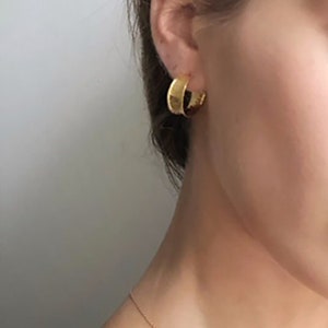 Gold Hoops/Statement Gold Earrings/ 18k Gold Vermeil Earrings/Irregular Chunky Earrings/Medium size Hoops