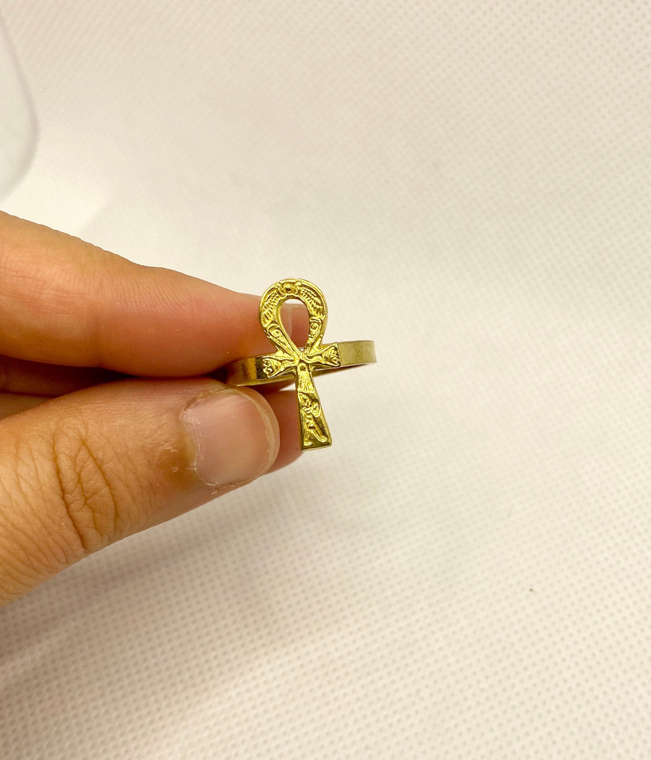 Ankh key of life ring Brass ankh ring Egyptian jewelry Etsy