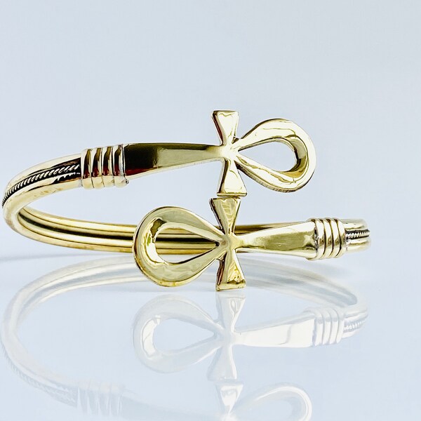 Ankh Key of Life bangles, Cuff Bracelet, Brass Cuff bracelet, Egyptian Jewelry. adjustable size