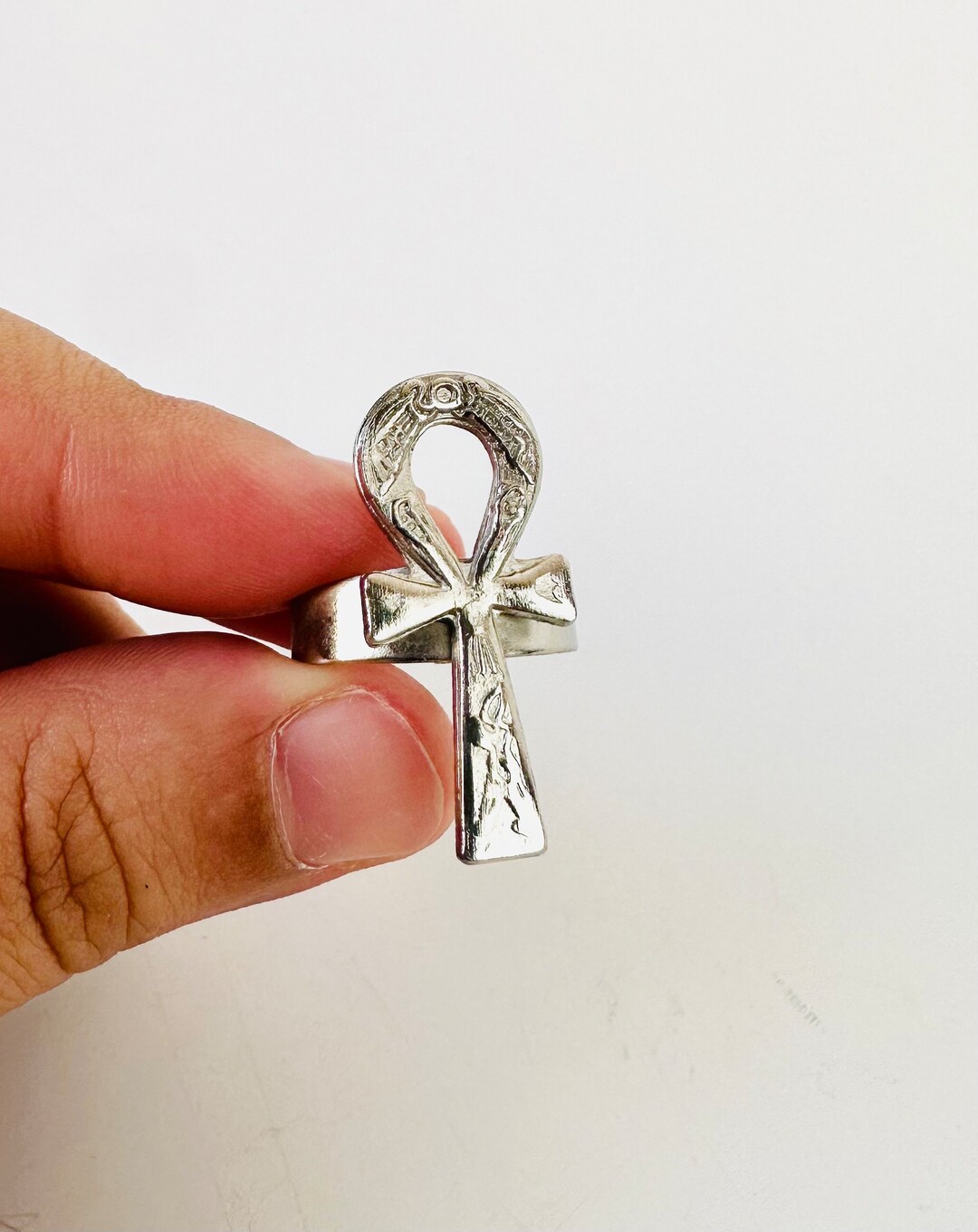 Key of Life Ring Silver Plated Brass Ring Egyptian Jewelry Etsy