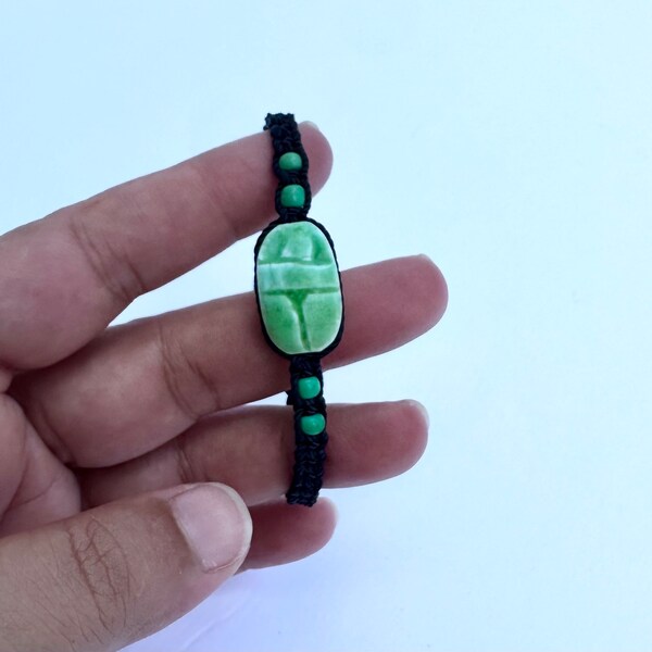 Bracelet à cordes de perles scarabées, bijoux égyptiens faits à la main