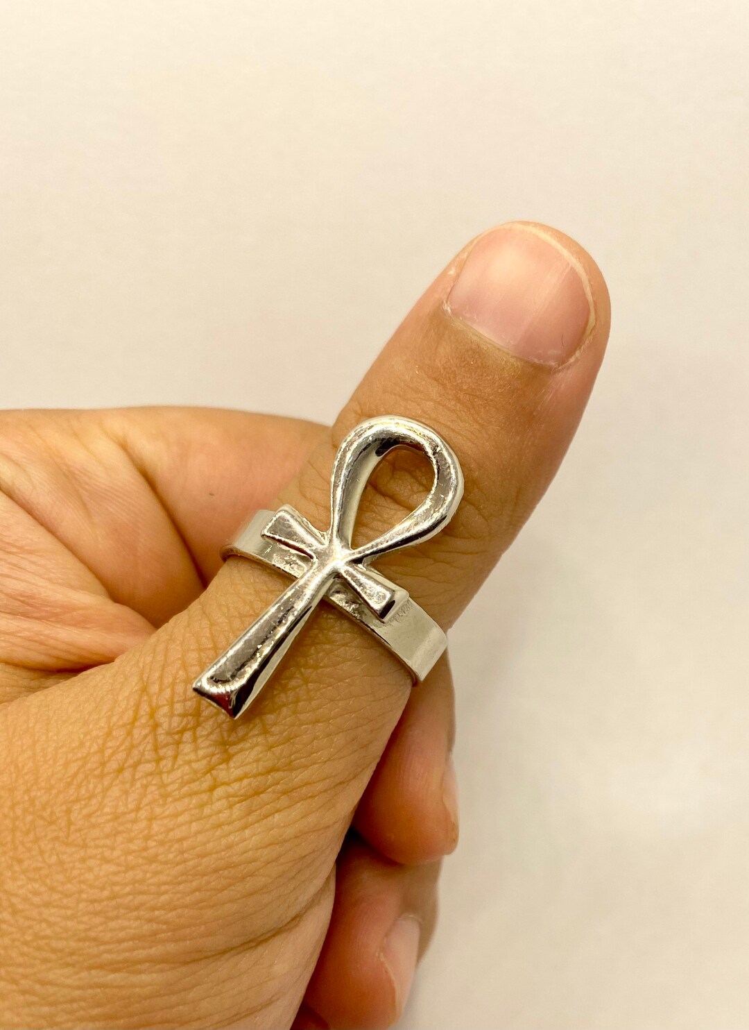 Key of Life Ring Silver Plated Brass Ring Egyptian Jewelry Etsy