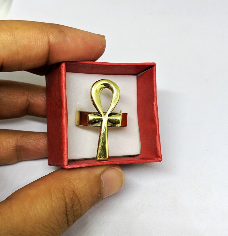 Ankh Key of Life Ring Brass Ankh Key Ring Egyptian Jewelry Etsy