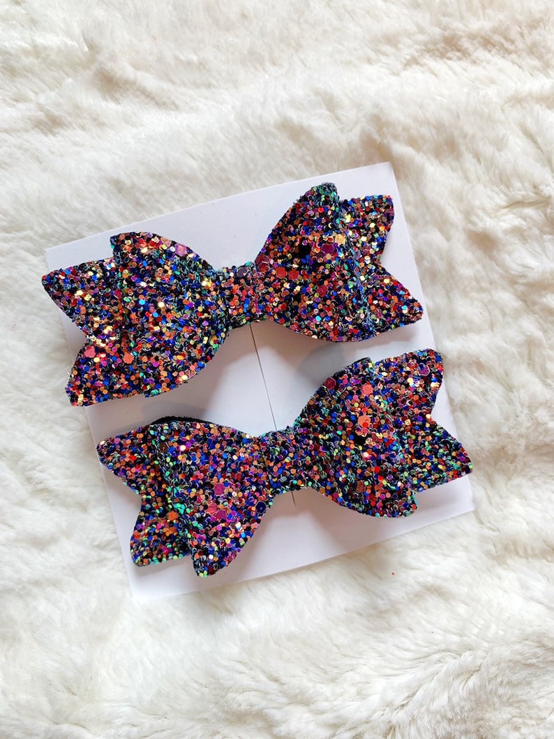 Glitter Hair Bows \u2022 Hair Clips \u2022 Pigtails\u2022 Piggies