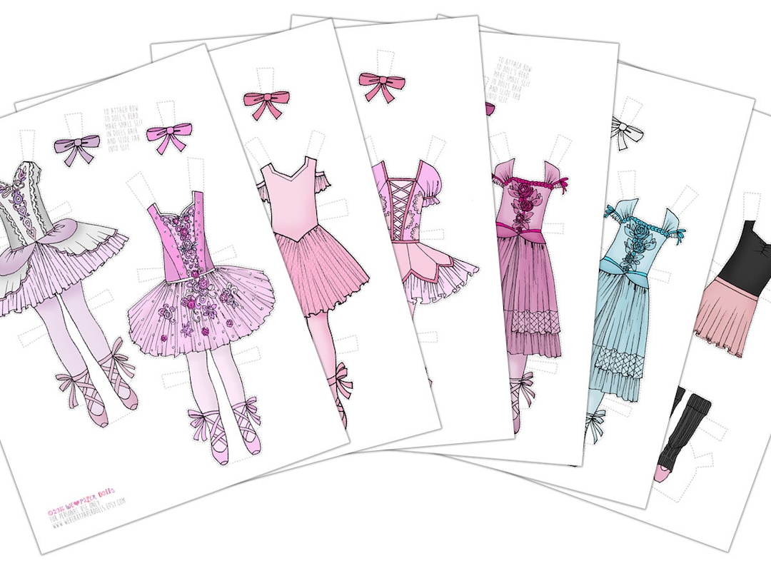 Ballet Outfits  Printable Paper Doll Wardrobe  PDF Instant