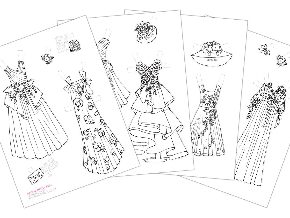 Paper Doll Dressy Clothes, Printable Paper Doll Outfits, Digital Paper ...