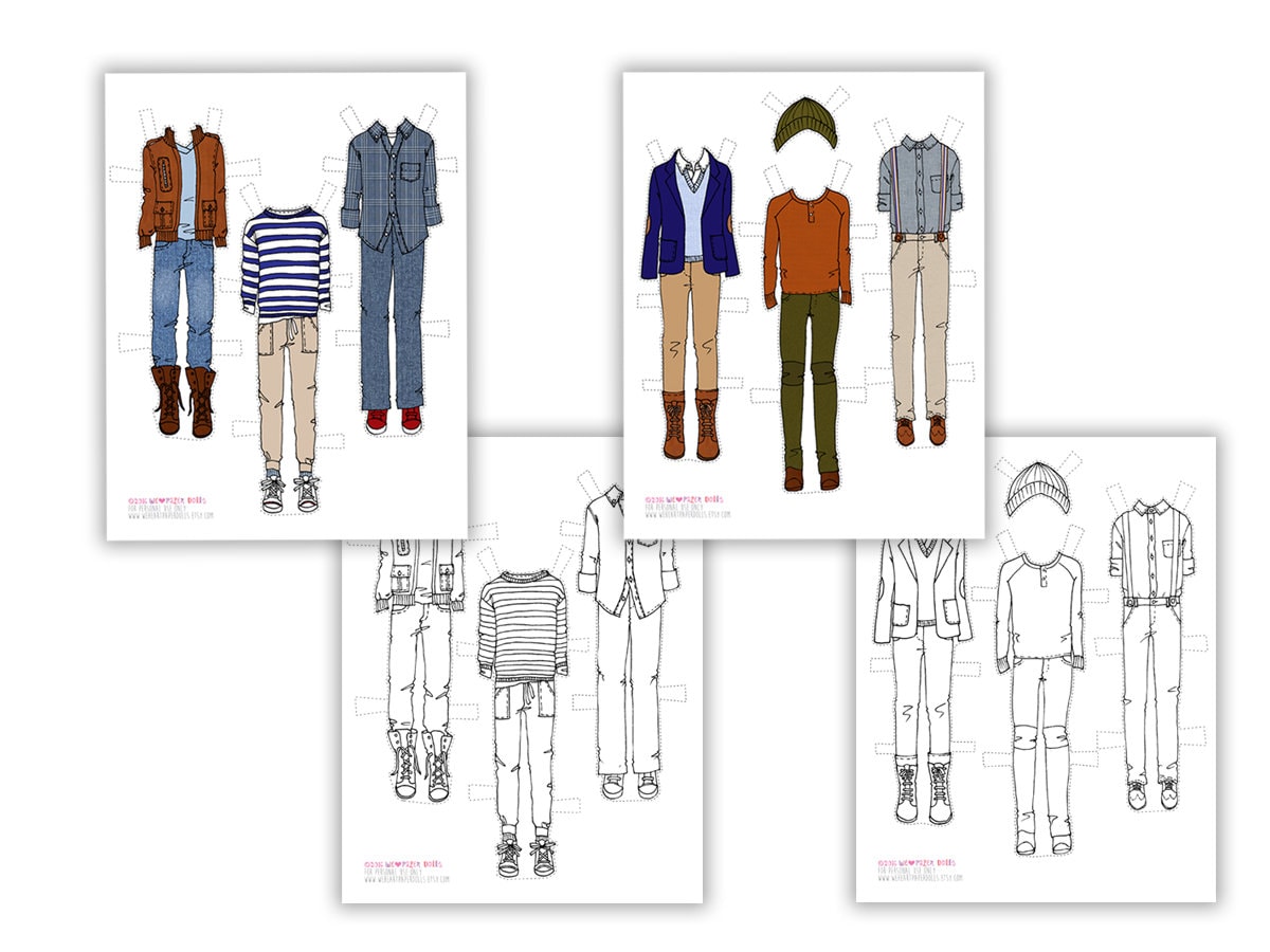 Boys' Wardrobe-printable Paper Doll-digital Paper Doll-boys Clothes-pdf ...