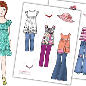 Printable Paper Doll Package, PDF Instant Download, Coloring Page