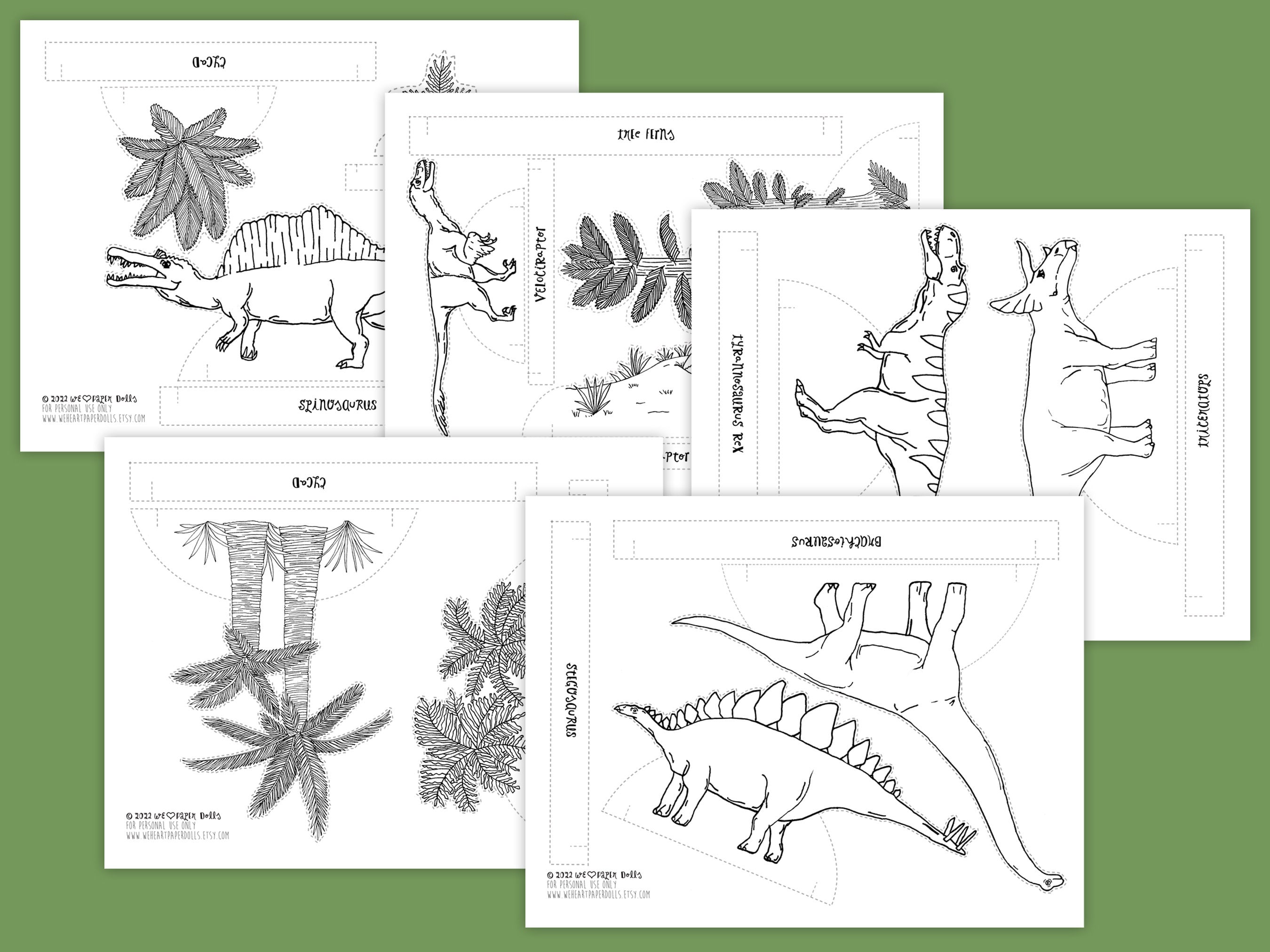 Dinosaur Paper Doll, Dinosaur Printable, Dinosaur Play Set - Etsy