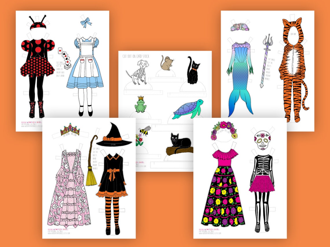 Halloween Printable Paper Doll Halloween Paper Doll to Color - Etsy