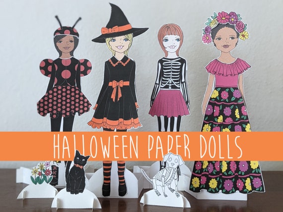 Halloween Printable Paper Doll Halloween Paper Doll to Color - Etsy