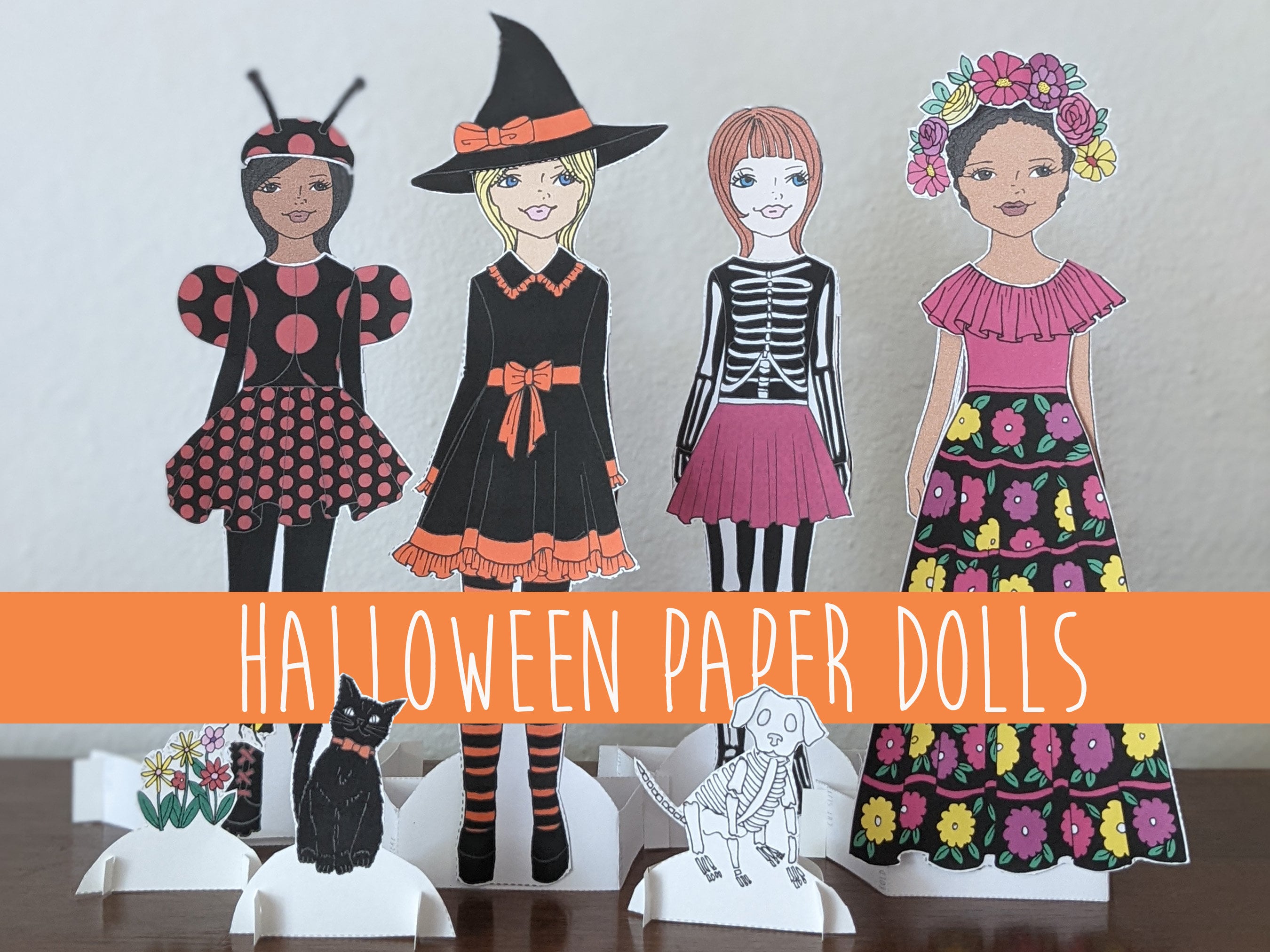 Halloween Printable Paper Doll, Halloween Paper Doll to Color